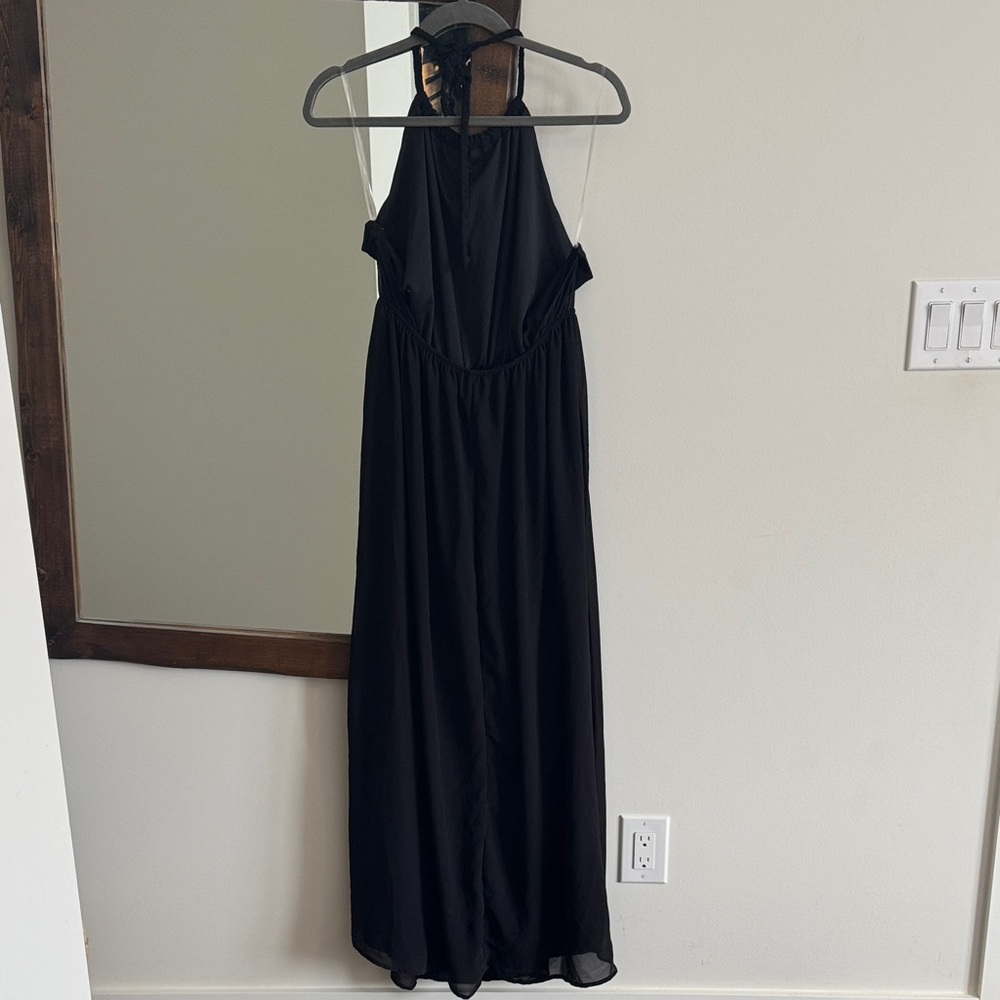 Lily Morgan Black Goddess Princess Flowy Maxi Halter Dress Size Large - Picture 5 of 11